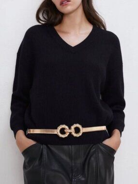 ZARA Woman's Belt Gold Stretch BNWT 85 M/L